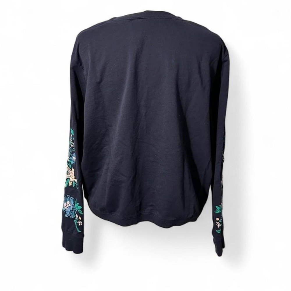 Floral‎ Embroidered Cropped Sweatshirt Long Sleeve Cottagecore Boho - Picture 2 of 4